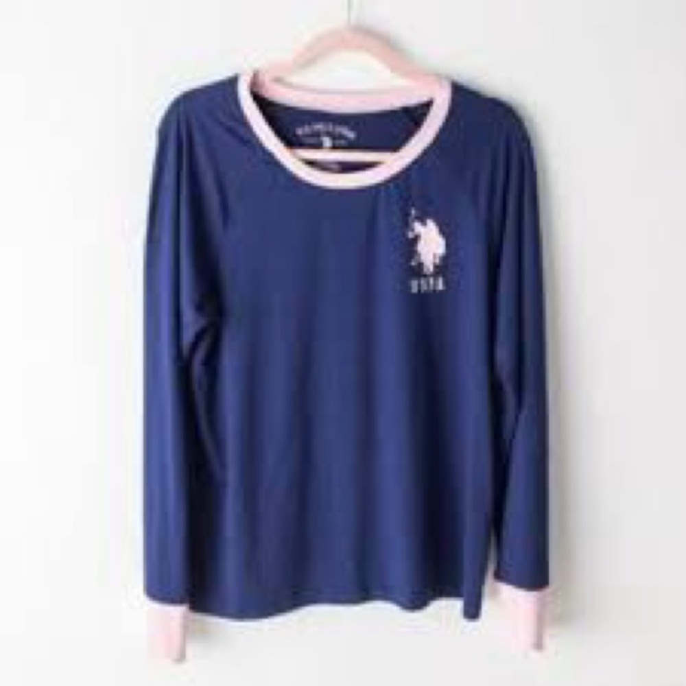 Navy and Pink Long Sleeve Shirt